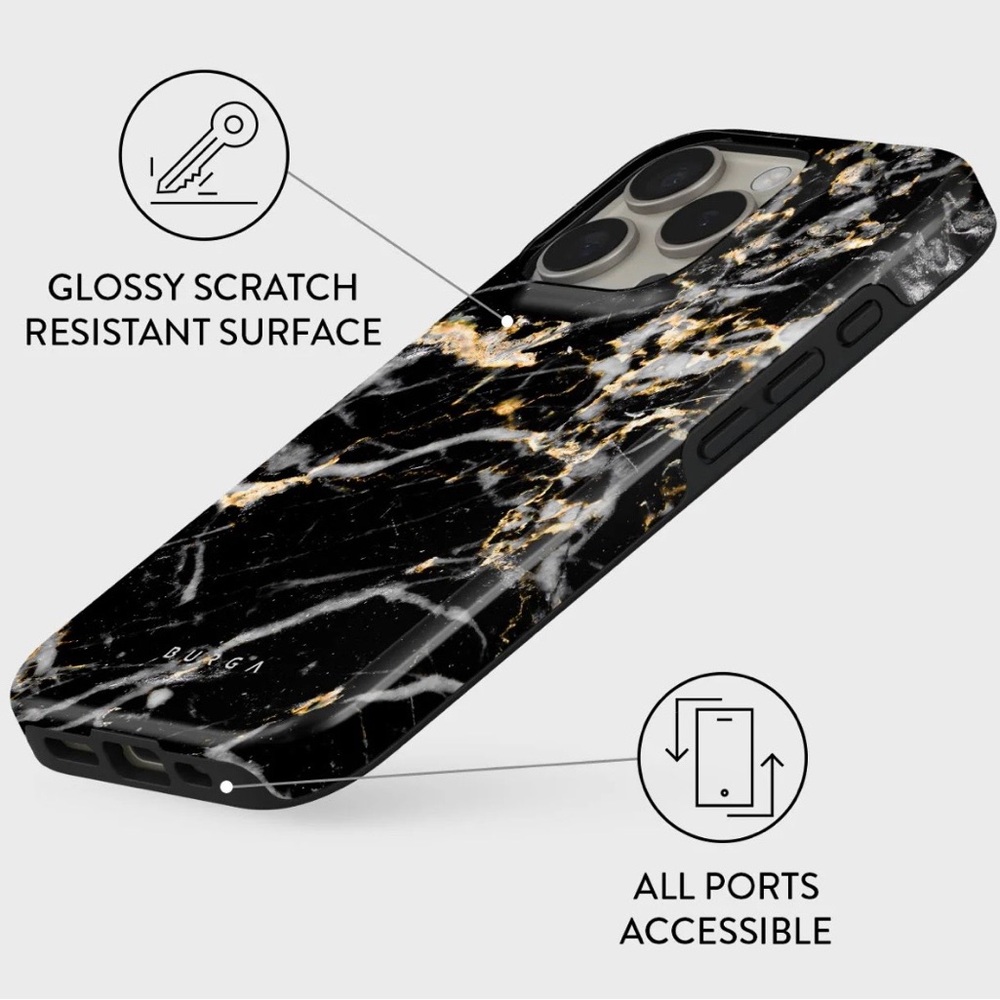 Burga Make A Wish gold marble cell phone case iPhone 14 Pro - Picture 3 of 8